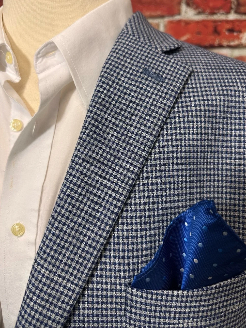 RALPH LAUREN MENS BLAZER SZ 50L LONG FIT BLUE HOUNDSTOOTH CHECK SPORT COAT